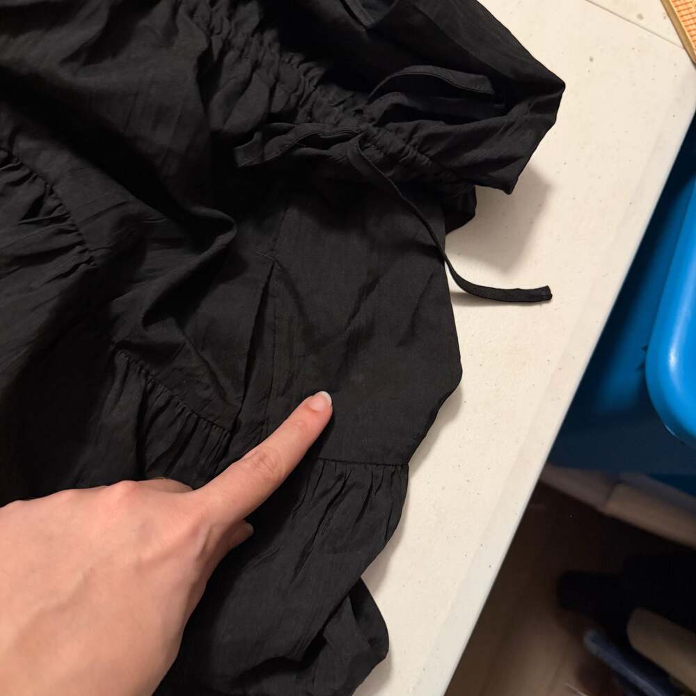 Gap Satin High Neck Tiered Midi Dress Black XL - Picture 7 of 10